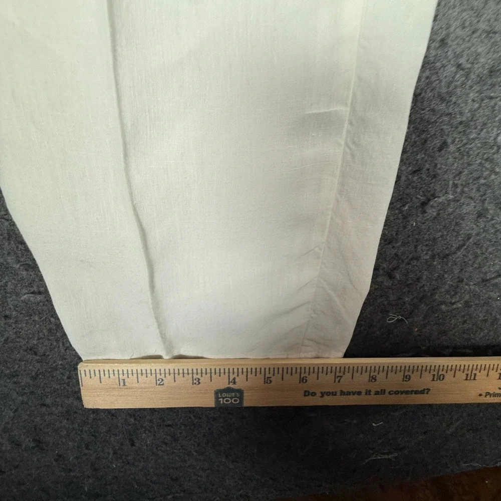 Battistoni Mens White 100% Pure Linen Pleated Trousers Made in Italy Size 32